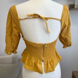 Chic Mustard Yellow Smocked Back Blouse